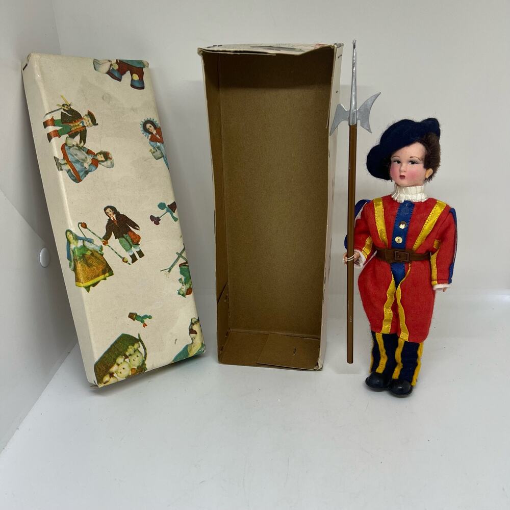 Vintage Vatican Swiss guard doll with box